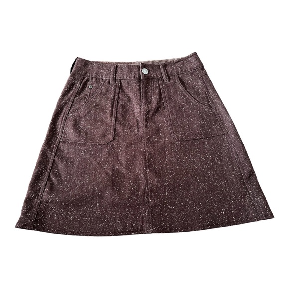 Woolrich Womens Woodlyn Mini Skirt Size 4 Dark Brown Wool Blend Pockets - Picture 1 of 9